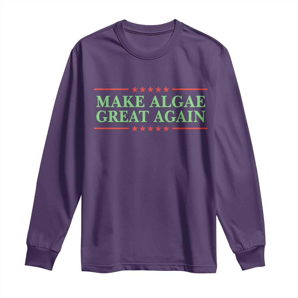 Make Algae Great Again Retro Long Sleeve Shirt Funny Lincoln Memorial Reflecting Pool Parody Meme TS02 Purple Print Your Wear