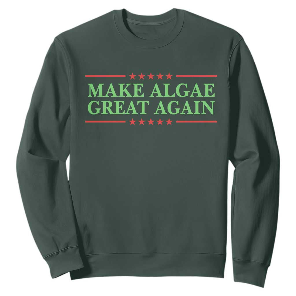 Make Algae Great Again Retro Sweatshirt Funny Lincoln Memorial Reflecting Pool Parody Meme TS02 Dark Forest Green Print Your Wear