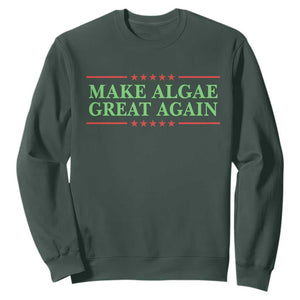 Make Algae Great Again Retro Sweatshirt Funny Lincoln Memorial Reflecting Pool Parody Meme TS02 Dark Forest Green Print Your Wear