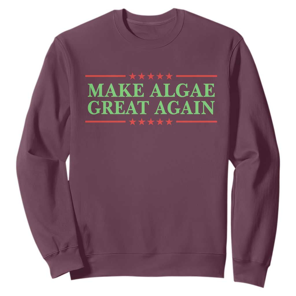 Make Algae Great Again Retro Sweatshirt Funny Lincoln Memorial Reflecting Pool Parody Meme TS02 Maroon Print Your Wear