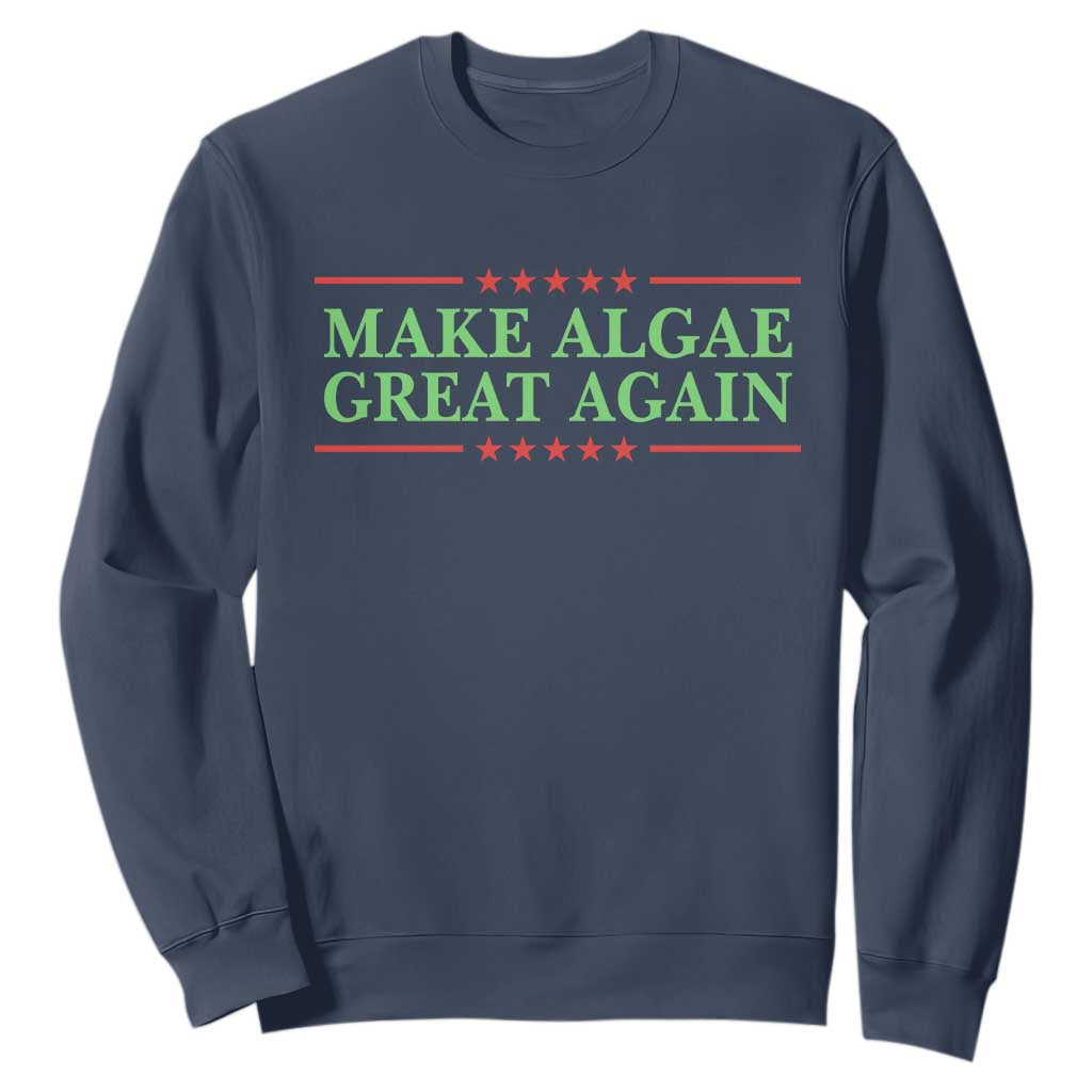 Make Algae Great Again Retro Sweatshirt Funny Lincoln Memorial Reflecting Pool Parody Meme TS02 Navy Print Your Wear