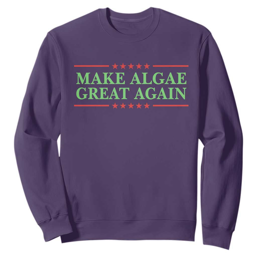 Make Algae Great Again Retro Sweatshirt Funny Lincoln Memorial Reflecting Pool Parody Meme TS02 Purple Print Your Wear
