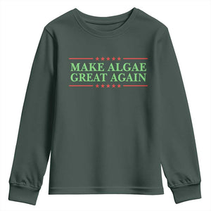Make Algae Great Again Retro Youth Sweatshirt Funny Lincoln Memorial Reflecting Pool Parody Meme TS02 Dark Forest Green Print Your Wear