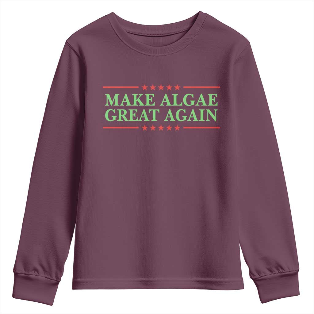 Make Algae Great Again Retro Youth Sweatshirt Funny Lincoln Memorial Reflecting Pool Parody Meme TS02 Maroon Print Your Wear