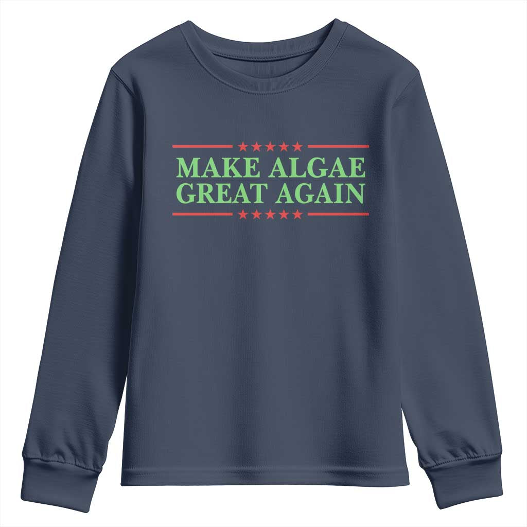 Make Algae Great Again Retro Youth Sweatshirt Funny Lincoln Memorial Reflecting Pool Parody Meme TS02 Navy Print Your Wear