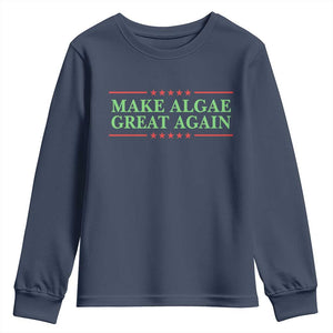 Make Algae Great Again Retro Youth Sweatshirt Funny Lincoln Memorial Reflecting Pool Parody Meme TS02 Navy Print Your Wear