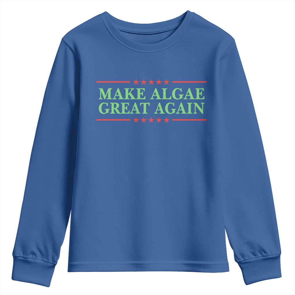 Make Algae Great Again Retro Youth Sweatshirt Funny Lincoln Memorial Reflecting Pool Parody Meme TS02 Royal Blue Print Your Wear