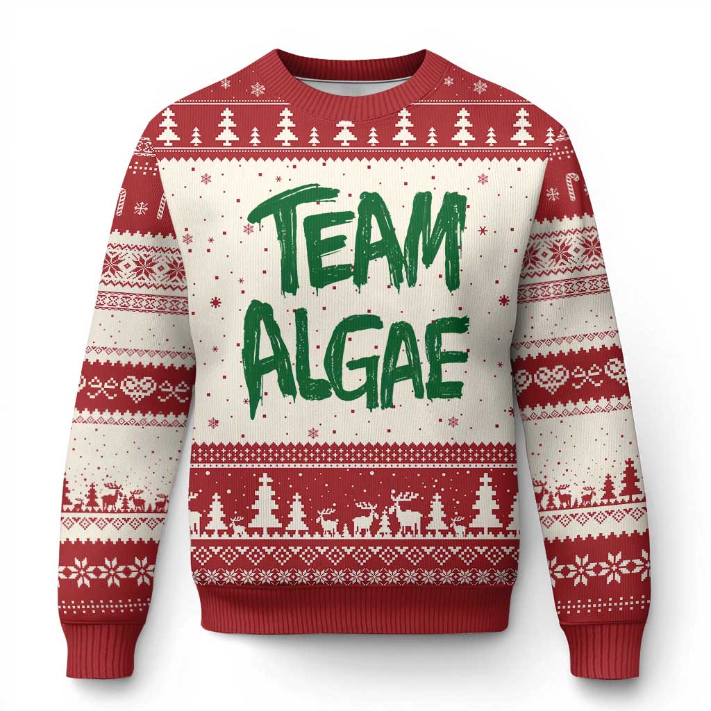 Team Algae Slime Dripping Style Graphic Ugly Christmas Sweater Viral Lincoln Memorial Reflecting Pool Swamp Meme TS02 Beige Red Print Your Wear