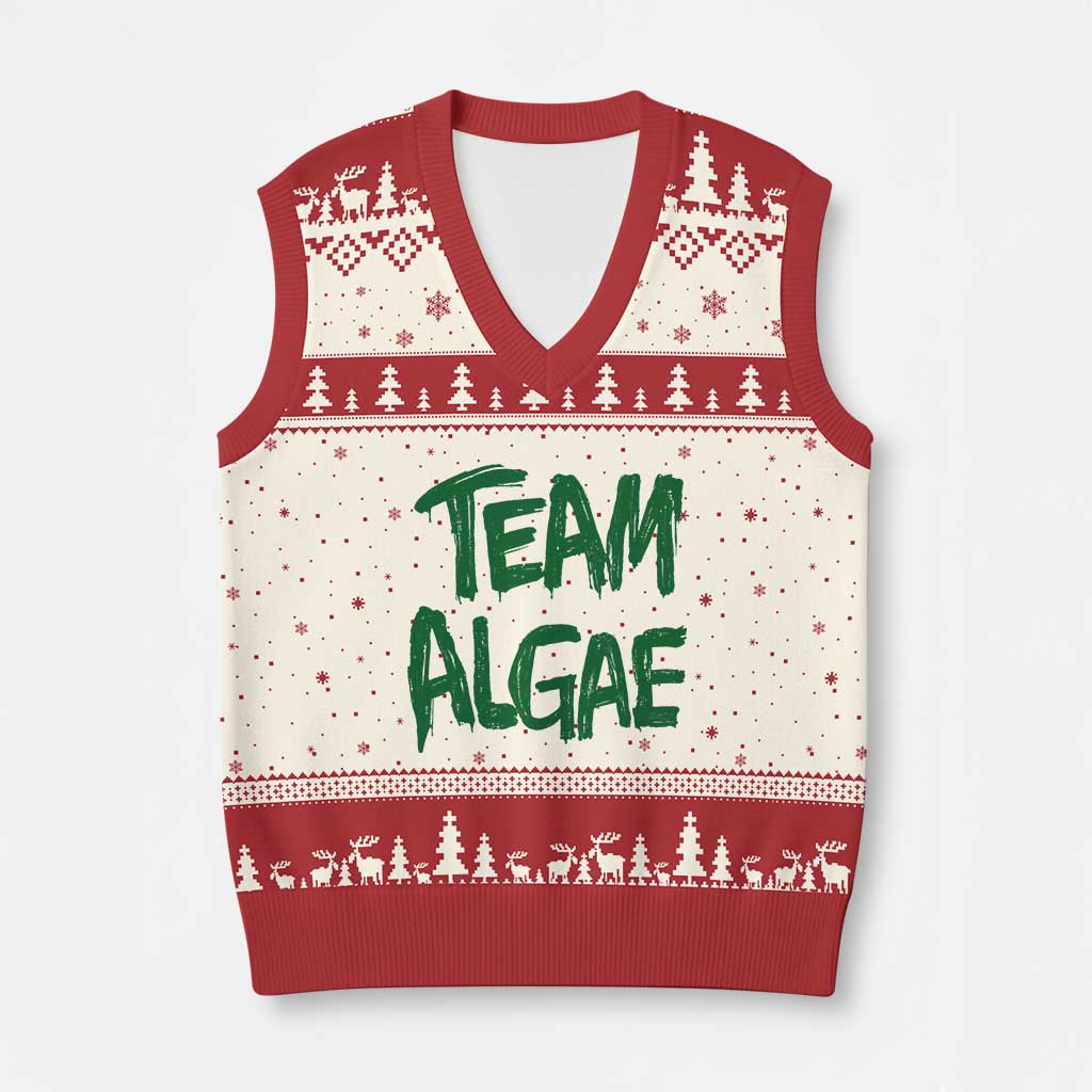 Team Algae Slime Dripping Style Graphic V-Neck Knit Sweater Vest Viral Lincoln Memorial Reflecting Pool Swamp Meme TS02 Beige Red Print Your Wear