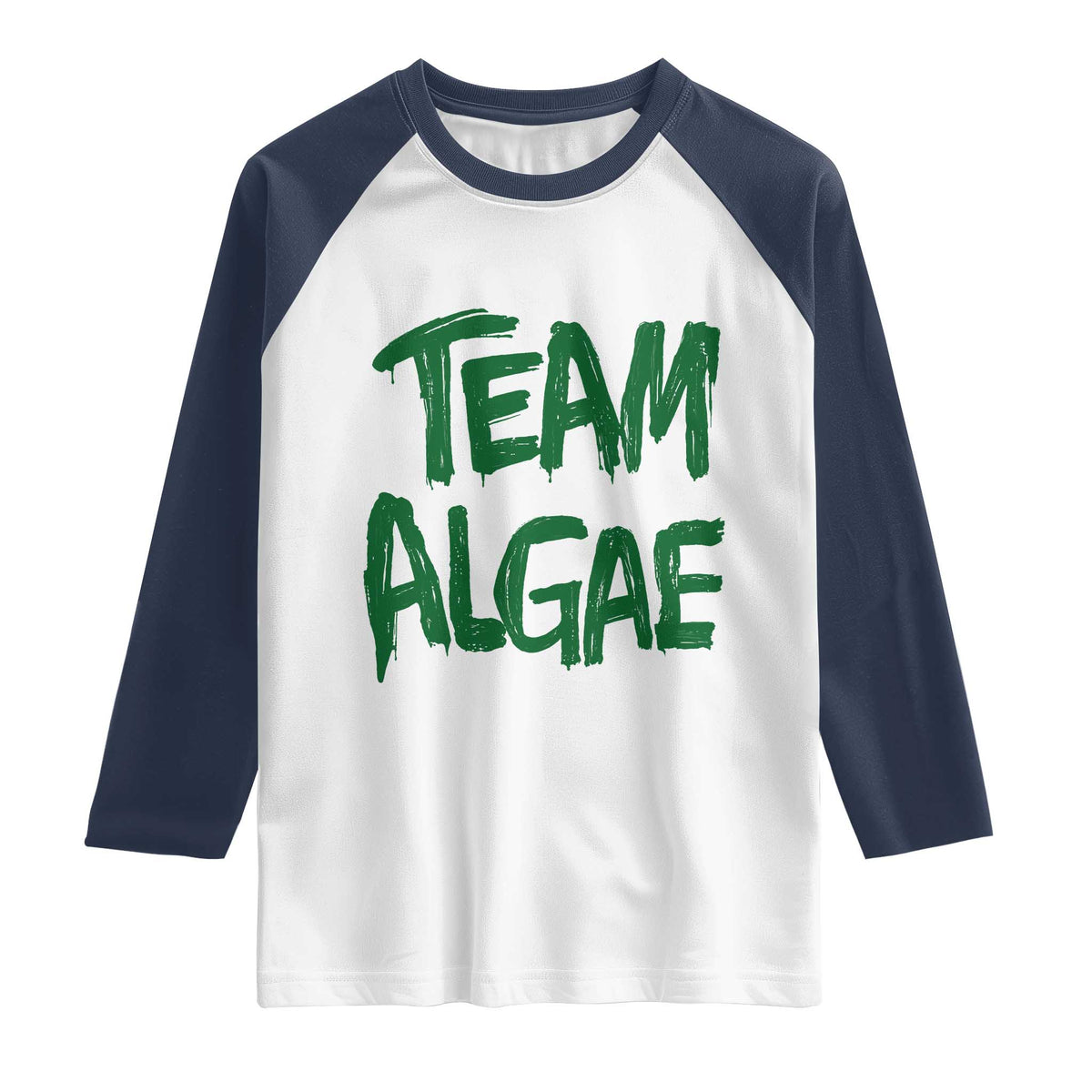 Team Algae Slime Dripping Style Graphic Raglan Shirt Viral Lincoln Memorial Reflecting Pool Swamp Meme TS02 White Navy Print Your Wear