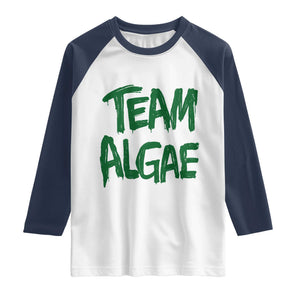 Team Algae Slime Dripping Style Graphic Raglan Shirt Viral Lincoln Memorial Reflecting Pool Swamp Meme TS02 White Navy Print Your Wear