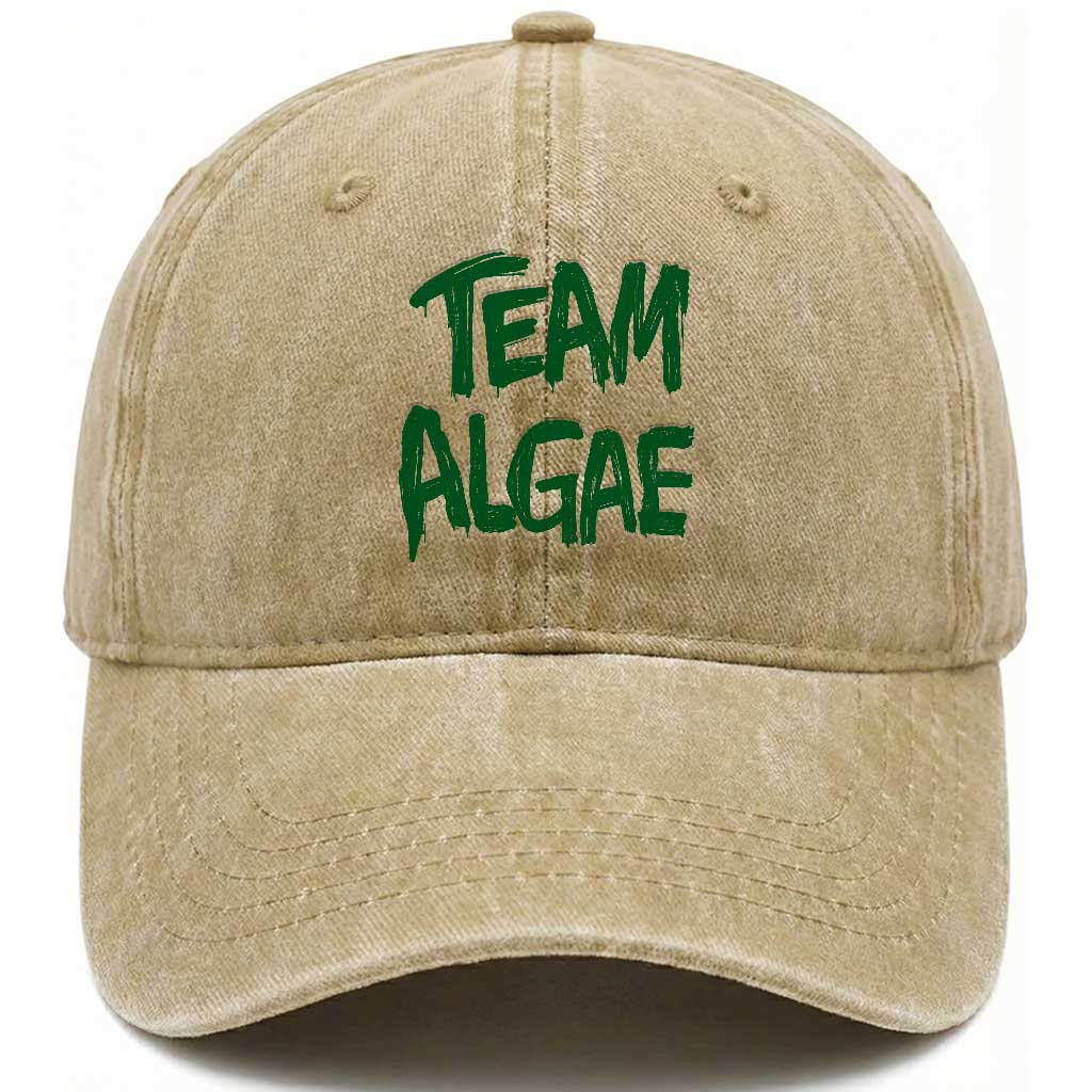 Team Algae Slime Dripping Style Graphic Washed Cotton Baseball Cap Viral Lincoln Memorial Reflecting Pool Swamp Meme TS02 Print Your Wear