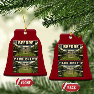 Before and 14 Million Dollars Later Lincoln Memorial Reflecting Pool Meme Ceramic Ornament Funny Government Spending Satire TS02 Print Your Wear
