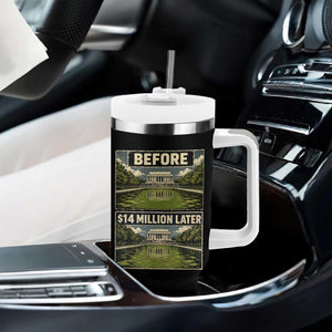 Before and 14 Million Dollars Later Lincoln Memorial Reflecting Pool Meme Tumbler With Handle Funny Government Spending Satire TS02 Print Your Wear