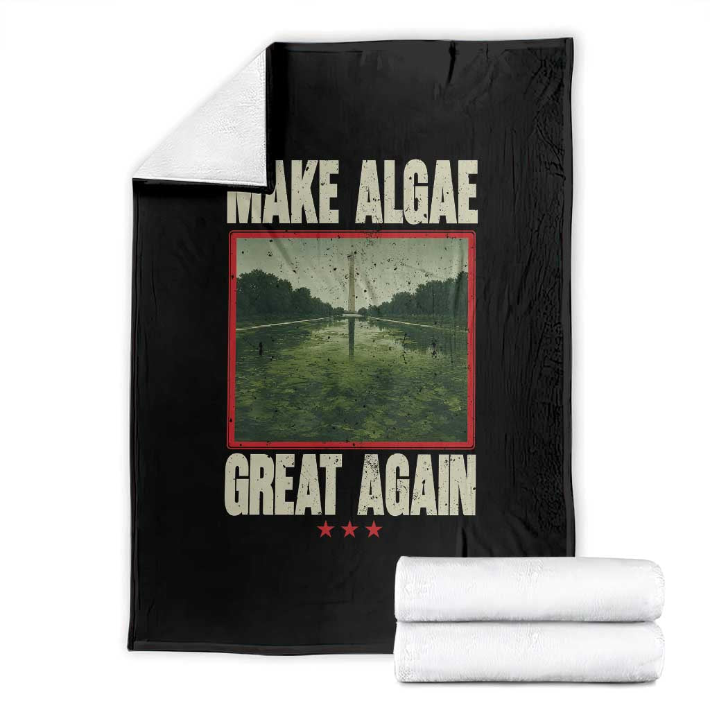 Make Algae Great Again Funny DC Slamp Slime Parody Throw Blanket Washington Monument Reflecting Pool Vintage Photo TS02 Black Print Your Wear