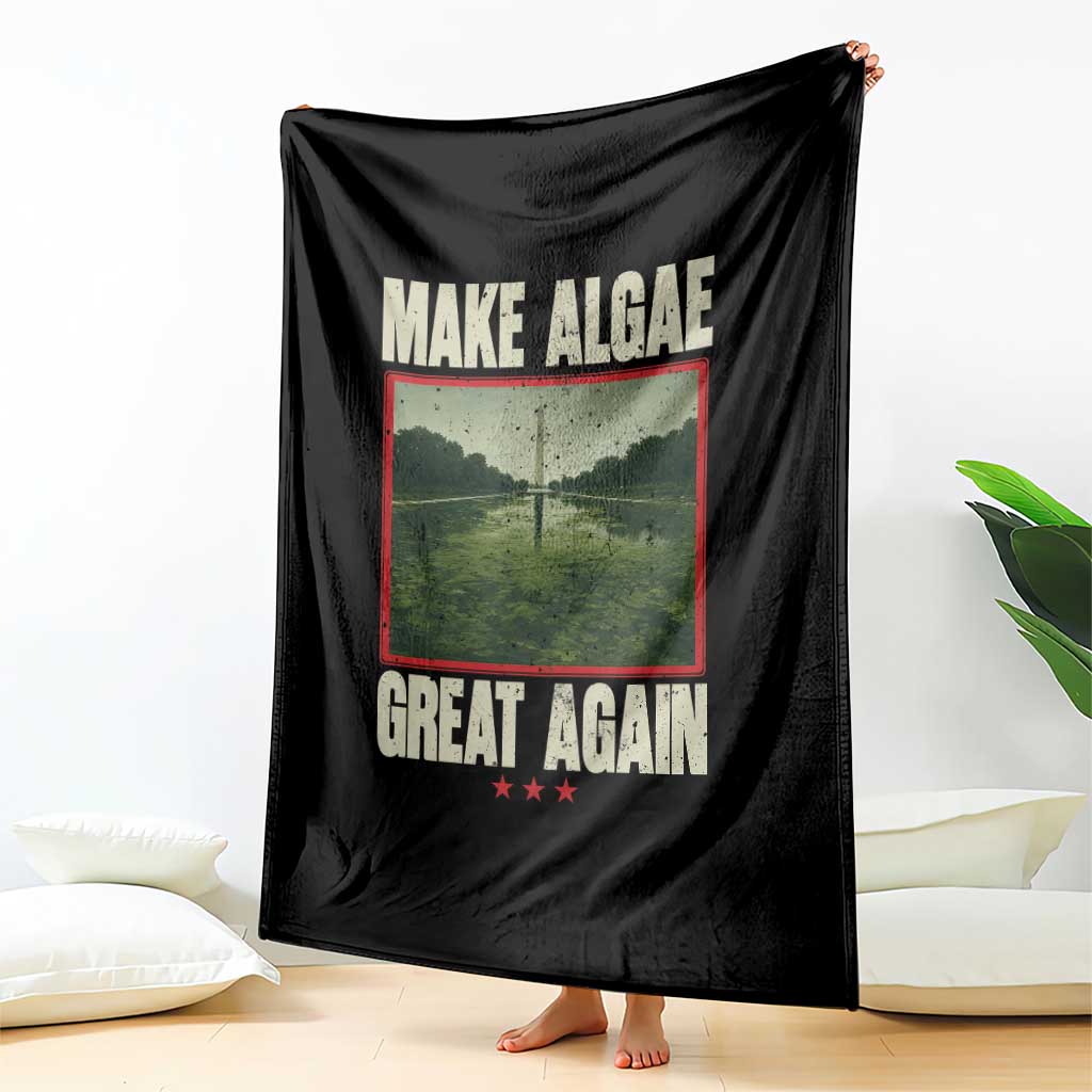 Make Algae Great Again Funny DC Slamp Slime Parody Throw Blanket Washington Monument Reflecting Pool Vintage Photo TS02 Print Your Wear