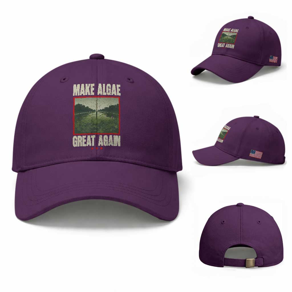 Make Algae Great Again Funny DC Slamp Slime Parody Baseball Cap Washington Monument Reflecting Pool Vintage Photo TS02 Baseball Cap Universal Fit Purple Print Your Wear