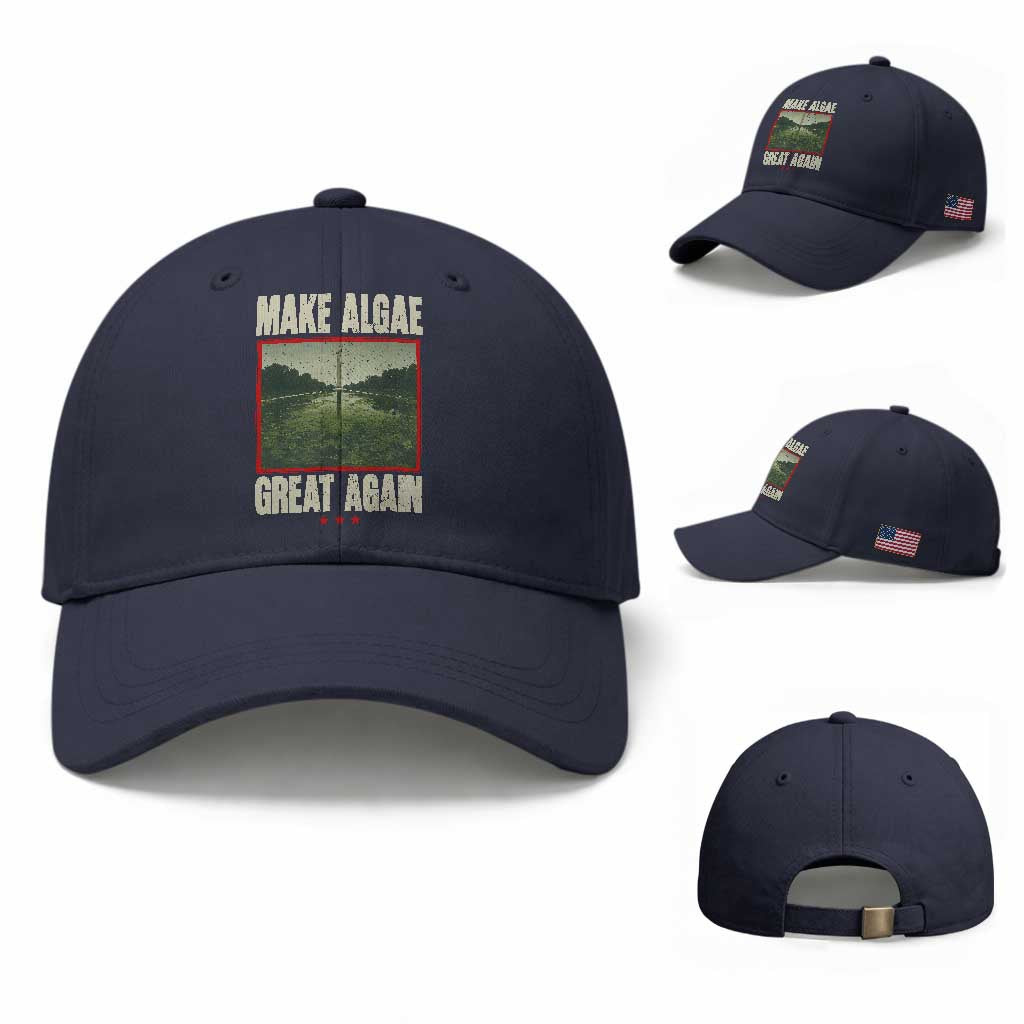 Make Algae Great Again Funny DC Slamp Slime Parody Baseball Cap Washington Monument Reflecting Pool Vintage Photo TS02 Baseball Cap Universal Fit Navy Print Your Wear