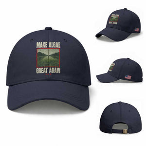 Make Algae Great Again Funny DC Slamp Slime Parody Baseball Cap Washington Monument Reflecting Pool Vintage Photo TS02 Baseball Cap Universal Fit Navy Print Your Wear