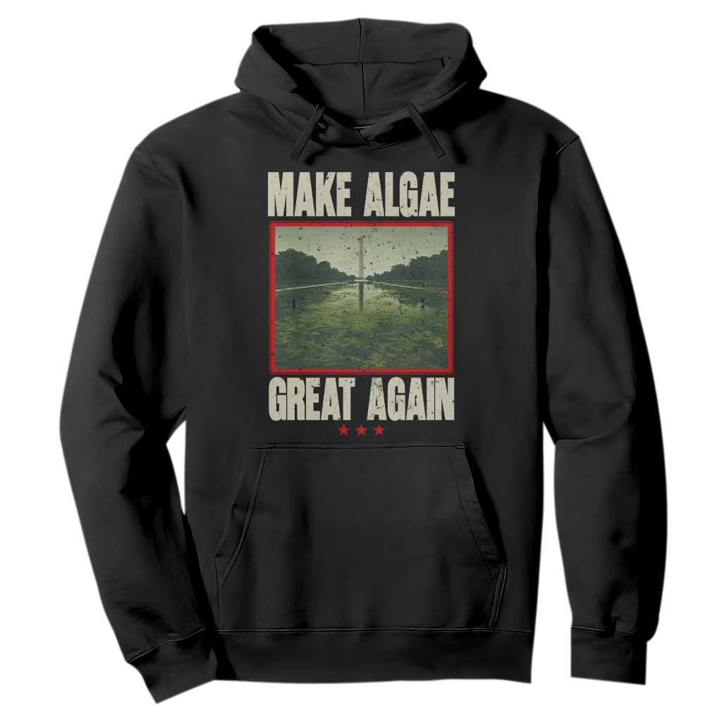 Make Algae Great Again Funny DC Slamp Slime Parody Hoodie Washington Monument Reflecting Pool Vintage Photo TS02 Black Print Your Wear