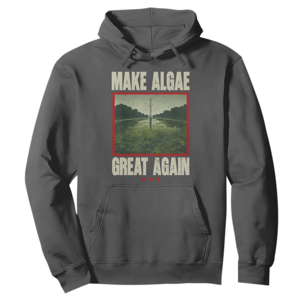 Make Algae Great Again Funny DC Slamp Slime Parody Hoodie Washington Monument Reflecting Pool Vintage Photo TS02 Dark Heather Print Your Wear