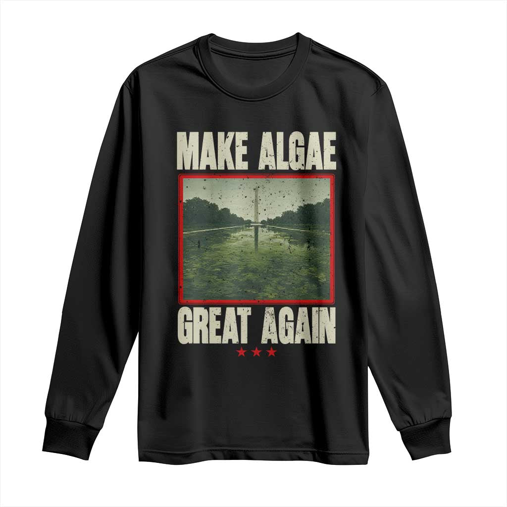 Make Algae Great Again Funny DC Slamp Slime Parody Long Sleeve Shirt Washington Monument Reflecting Pool Vintage Photo TS02 Black Print Your Wear