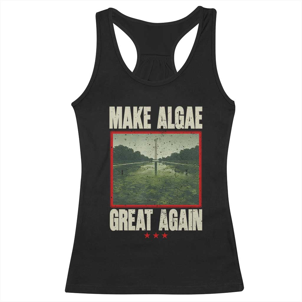 Make Algae Great Again Funny DC Slamp Slime Parody Racerback Tank Top Washington Monument Reflecting Pool Vintage Photo TS02 Black Print Your Wear