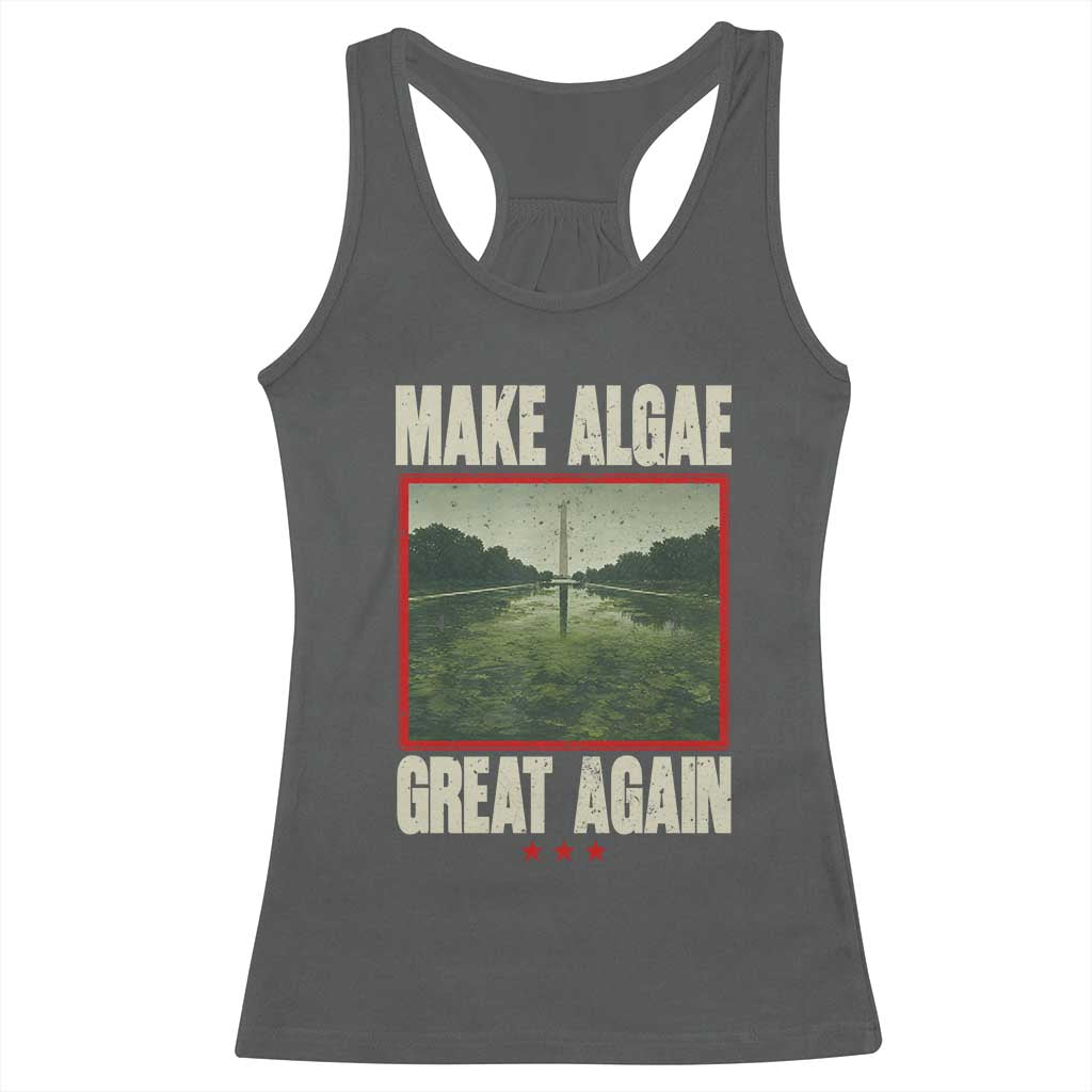 Make Algae Great Again Funny DC Slamp Slime Parody Racerback Tank Top Washington Monument Reflecting Pool Vintage Photo TS02 Dark Heather Print Your Wear