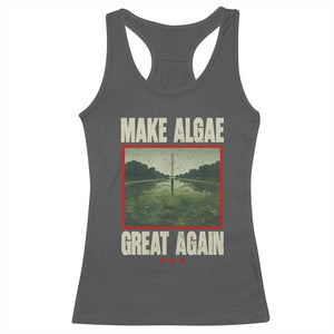 Make Algae Great Again Funny DC Slamp Slime Parody Racerback Tank Top Washington Monument Reflecting Pool Vintage Photo TS02 Dark Heather Print Your Wear