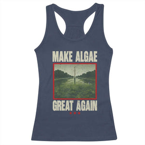 Make Algae Great Again Funny DC Slamp Slime Parody Racerback Tank Top Washington Monument Reflecting Pool Vintage Photo TS02 Navy Print Your Wear