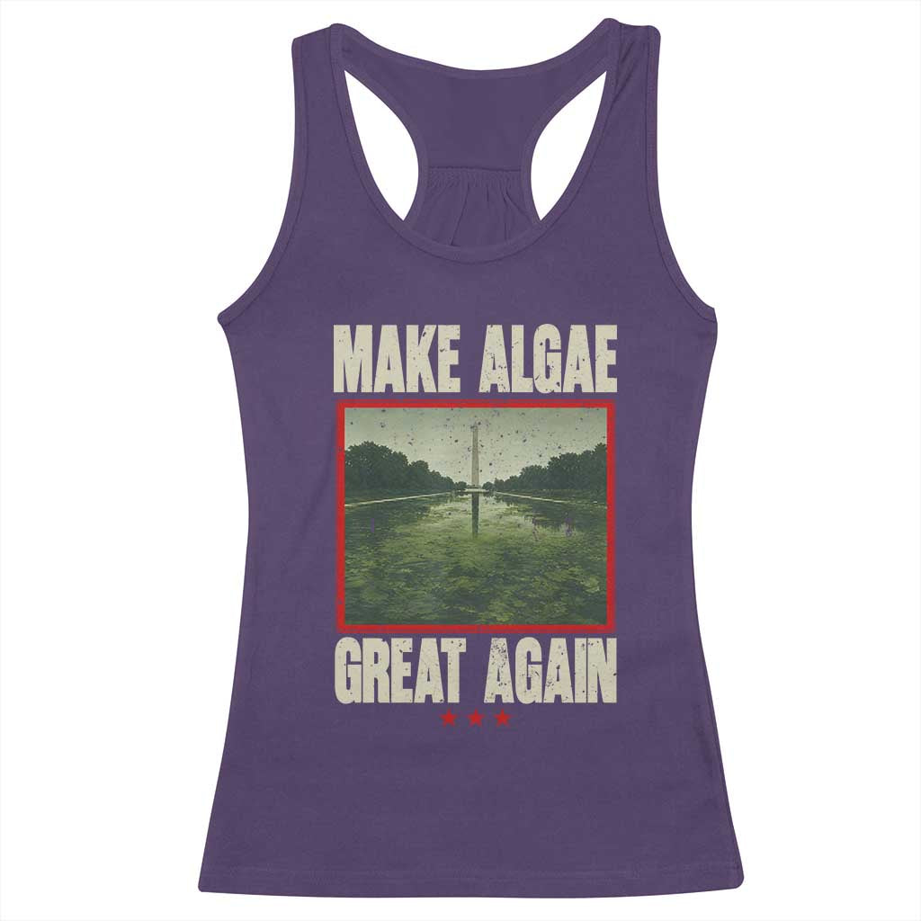 Make Algae Great Again Funny DC Slamp Slime Parody Racerback Tank Top Washington Monument Reflecting Pool Vintage Photo TS02 Purple Print Your Wear