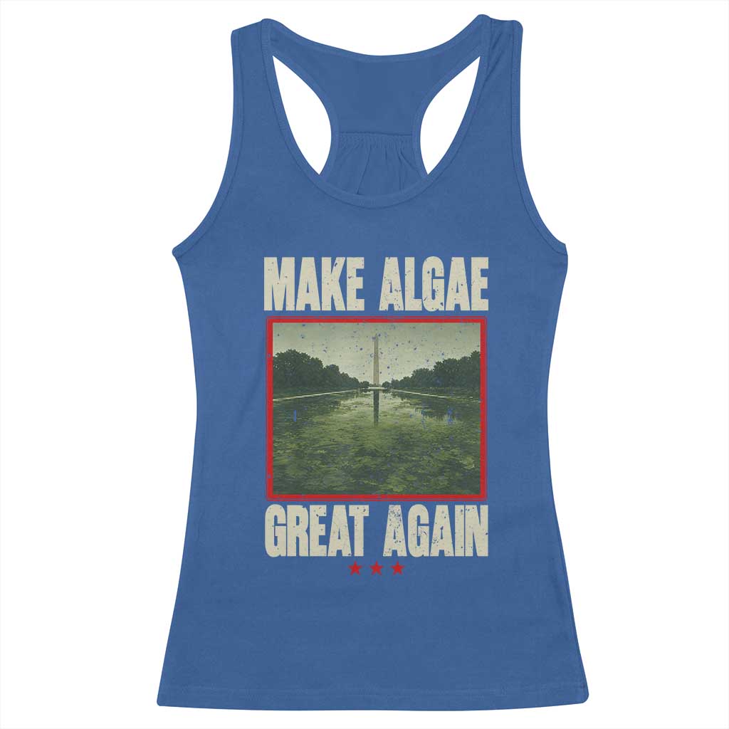 Make Algae Great Again Funny DC Slamp Slime Parody Racerback Tank Top Washington Monument Reflecting Pool Vintage Photo TS02 Royal Blue Print Your Wear