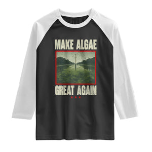 Make Algae Great Again Funny DC Slamp Slime Parody Raglan Shirt Washington Monument Reflecting Pool Vintage Photo TS02 Black White Print Your Wear