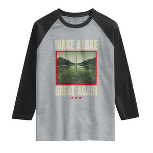Make Algae Great Again Funny DC Slamp Slime Parody Raglan Shirt Washington Monument Reflecting Pool Vintage Photo TS02 Heather Gray Black Print Your Wear