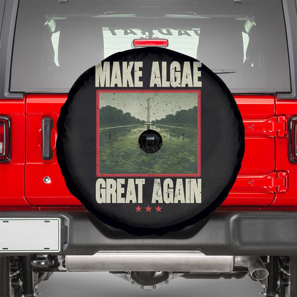 Make Algae Great Again Funny DC Slamp Slime Parody Spare Tire Cover Washington Monument Reflecting Pool Vintage Photo TS02 Black Print Your Wear