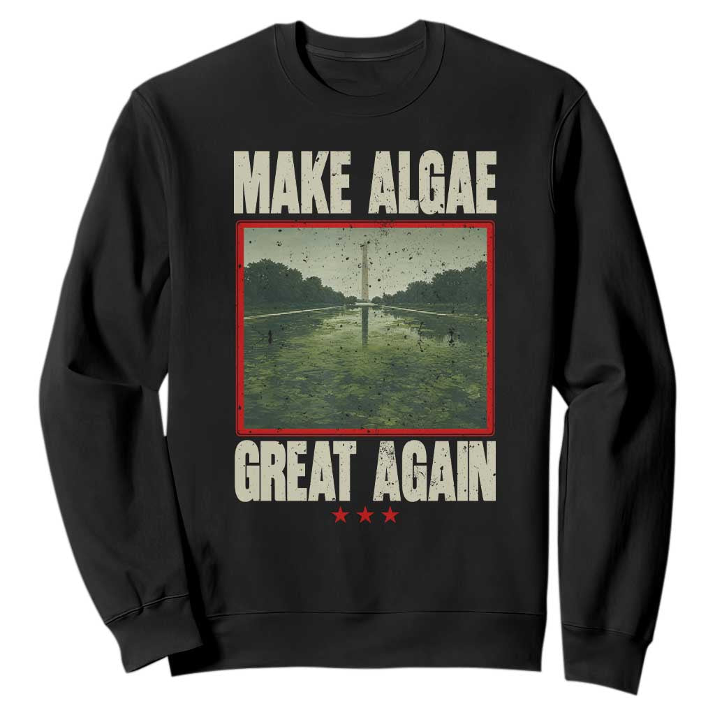 Make Algae Great Again Funny DC Slamp Slime Parody Sweatshirt Washington Monument Reflecting Pool Vintage Photo TS02 Black Print Your Wear