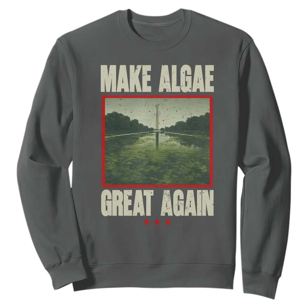 Make Algae Great Again Funny DC Slamp Slime Parody Sweatshirt Washington Monument Reflecting Pool Vintage Photo TS02 Dark Heather Print Your Wear