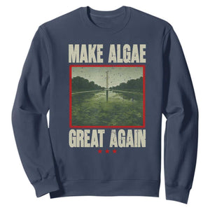 Make Algae Great Again Funny DC Slamp Slime Parody Sweatshirt Washington Monument Reflecting Pool Vintage Photo TS02 Navy Print Your Wear