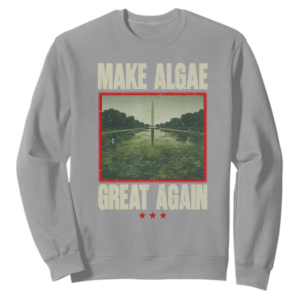 Make Algae Great Again Funny DC Slamp Slime Parody Sweatshirt Washington Monument Reflecting Pool Vintage Photo TS02 Sport Gray Print Your Wear