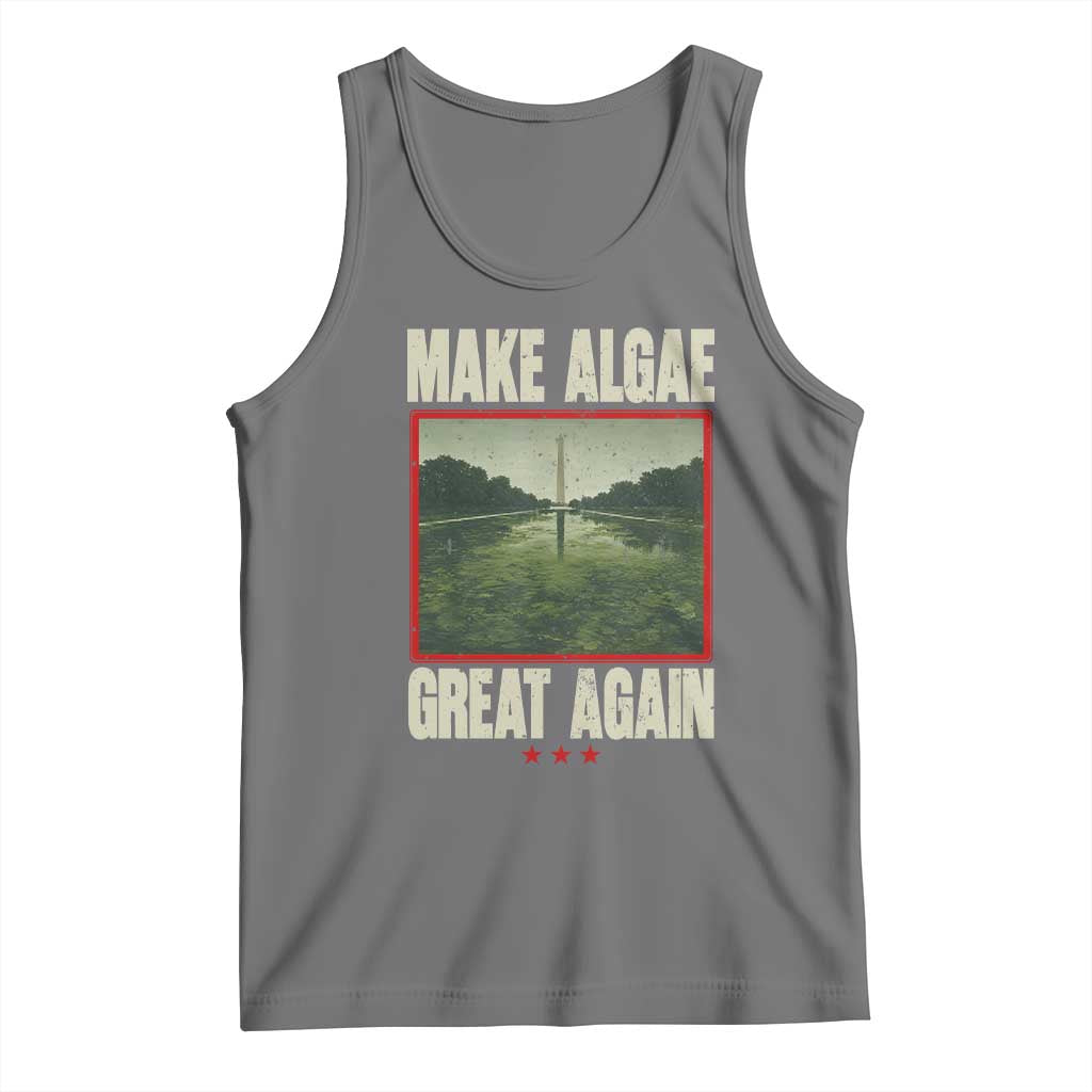 Make Algae Great Again Funny DC Slamp Slime Parody Tank Top Washington Monument Reflecting Pool Vintage Photo TS02 Black Heather Print Your Wear