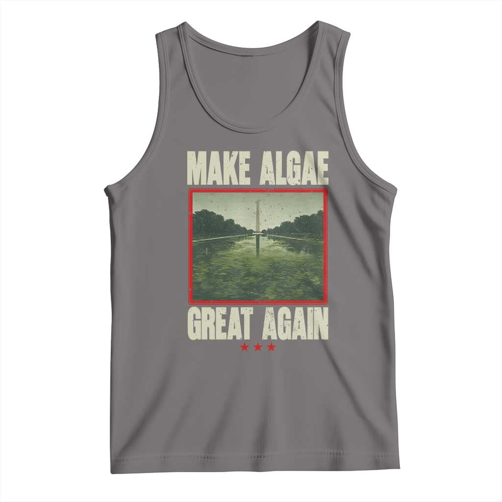 Make Algae Great Again Funny DC Slamp Slime Parody Tank Top Washington Monument Reflecting Pool Vintage Photo TS02 Deep Heather Print Your Wear
