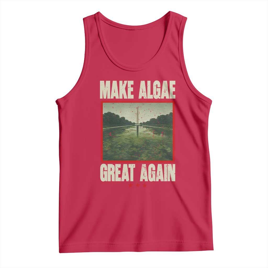Make Algae Great Again Funny DC Slamp Slime Parody Tank Top Washington Monument Reflecting Pool Vintage Photo TS02 Red Print Your Wear