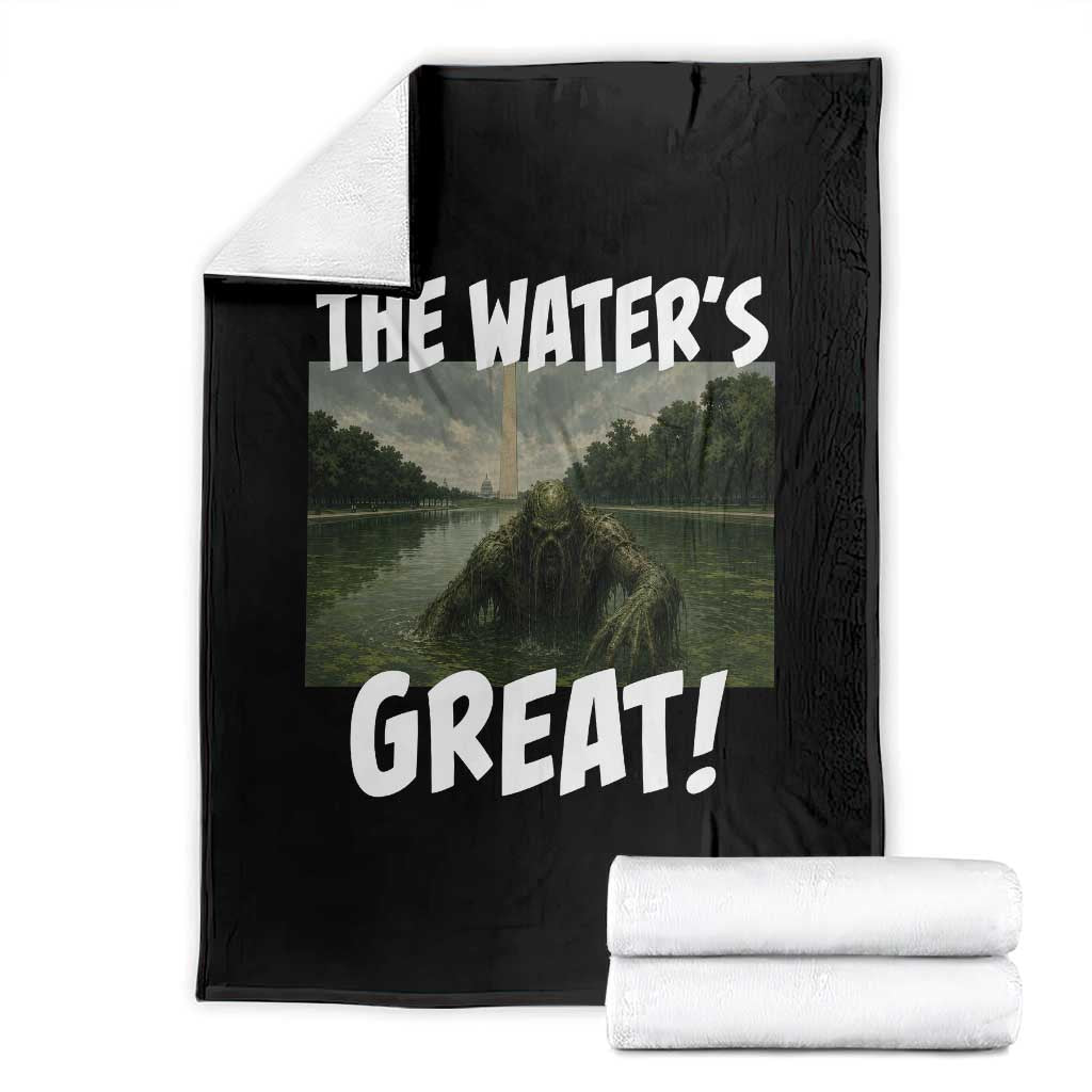 The Water is Great Swamp Monster Reflecting Pool Throw Blanket Funny Washington DC Algae Creature Meme TS02 Black Print Your Wear