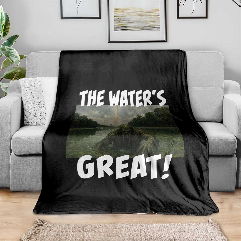 The Water is Great Swamp Monster Reflecting Pool Throw Blanket Funny Washington DC Algae Creature Meme TS02 Print Your Wear