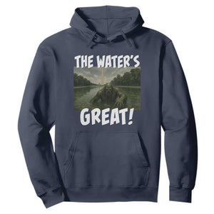 The Water is Great Swamp Monster Reflecting Pool Hoodie Funny Washington DC Algae Creature Meme TS02 Navy Print Your Wear
