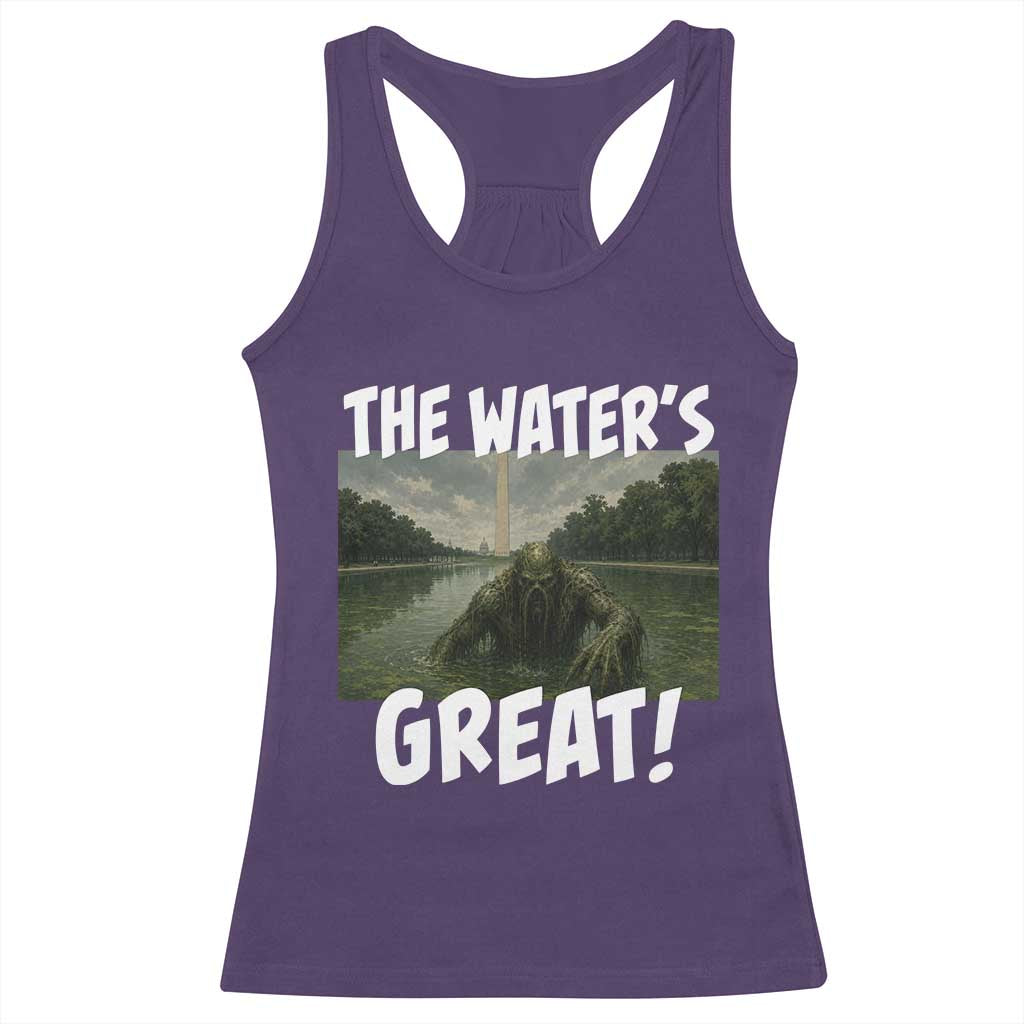 The Water is Great Swamp Monster Reflecting Pool Racerback Tank Top Funny Washington DC Algae Creature Meme TS02 Purple Print Your Wear