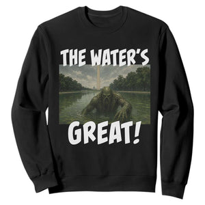 The Water is Great Swamp Monster Reflecting Pool Sweatshirt Funny Washington DC Algae Creature Meme TS02 Black Print Your Wear