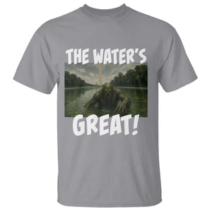 The Water is Great Swamp Monster Reflecting Pool T Shirt Funny Washington DC Algae Creature Meme TS02 Sport Gray Print Your Wear