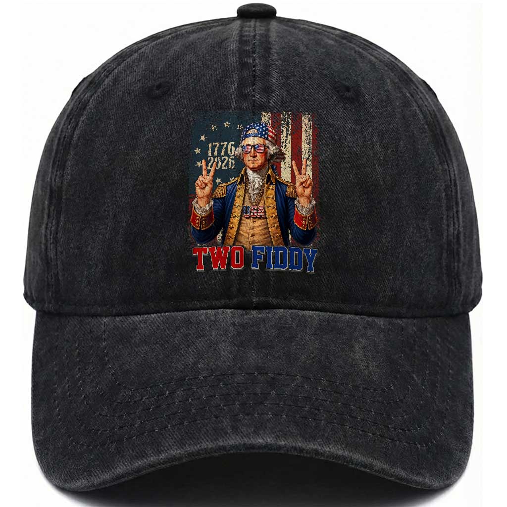 Two Fiddy George Washington Peace Signs Washed Cotton Baseball Cap Funny Semiquincentennial Hip Hop Style President TS02 Print Your Wear