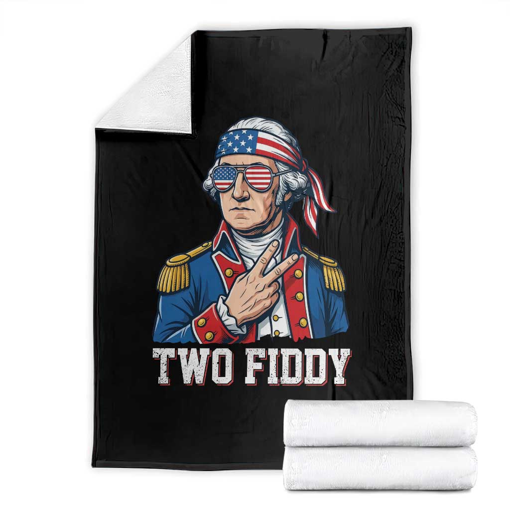 Two Fiddy George Washington Bandana Throw Blanket Funny Cool Sunglasses American Flag Headband Peace Sign Patriotic TS02 Black Print Your Wear